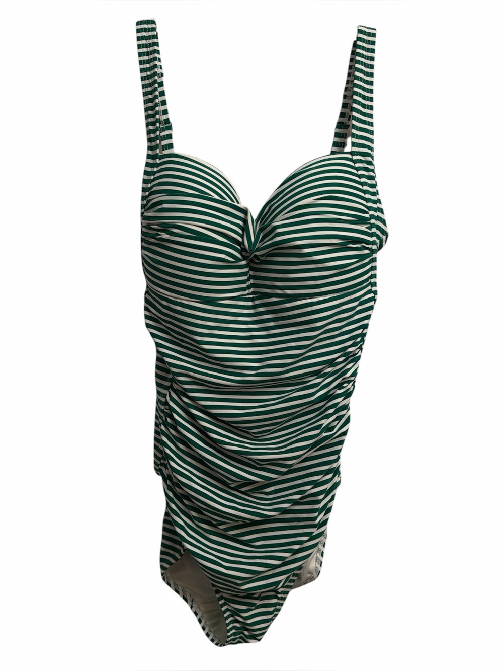 Striped Green One-Piece Swimsuit with Sweetheart Neckline - Picture 3 of 6